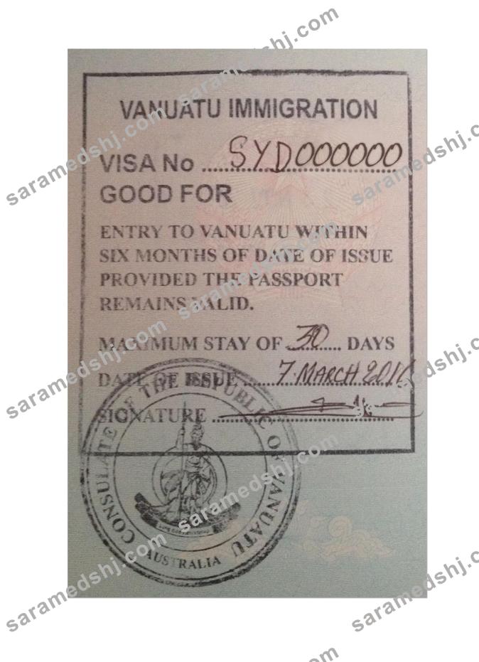 VANUATU stamp visa
